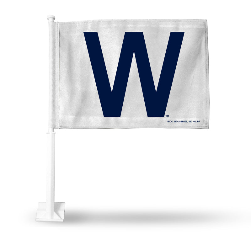Chicago Cubs White Car Flag with Blue W (Win Logo)