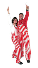 Adult Red & White Striped Game Bibs Overalls