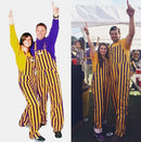 Adult Purple & Yellow Striped Game Bibs Overalls (Sizes Run BIG)
