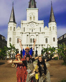 Adult Navy Blue & Orange Striped Game Bibs Overalls