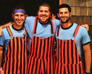 Adult Navy Blue & Orange Striped Game Bibs Overalls