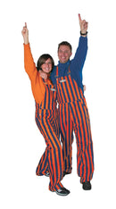 Adult Navy Blue & Orange Striped Game Bibs Overalls