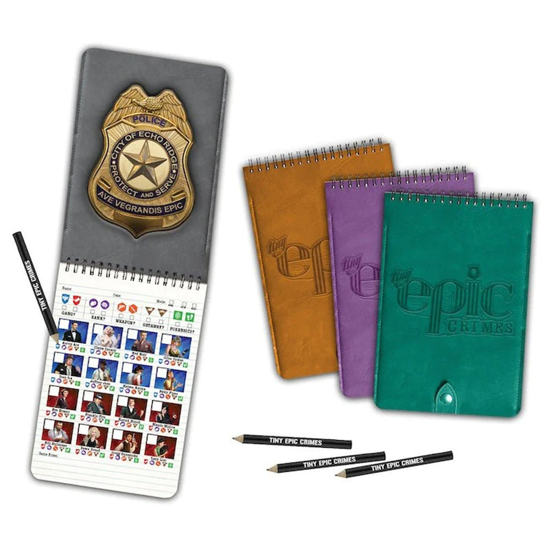 Tiny Epic Crimes Notepad Set and Pencils