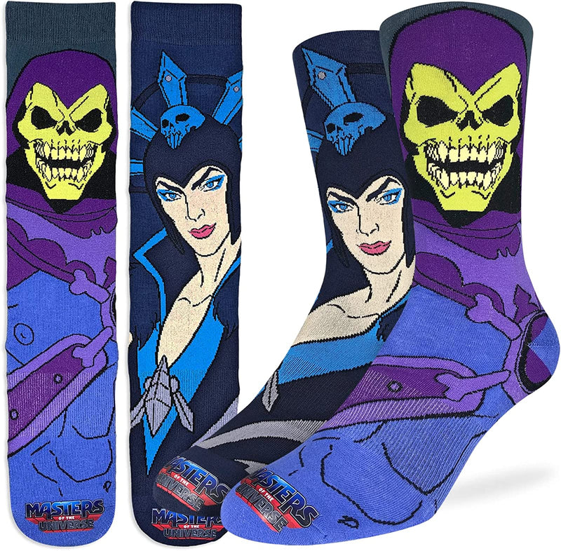 Masters of the Universe Skeletor and Evil-lyn Adult Socks, One Size (8-13)