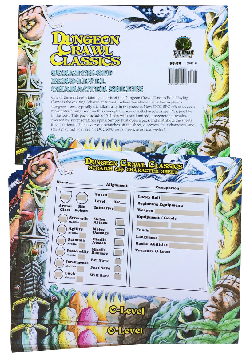 Dungeon Crawl Classics: Scratch-Off Character Sheets