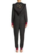 Harry Potter Gryffindor Hooded One Piece Women's Union Suit, Black