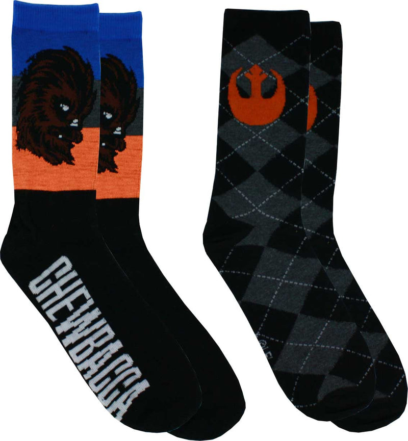Star Wars Chewbacca Men's Casual Crew Socks, 2-Pack, 6-12