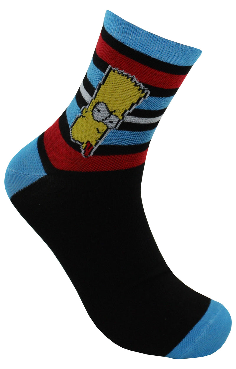 The Simpsons Characters Homer, Bart & Krusty Men's Striped Crew Socks 3 Pair Size 6-12