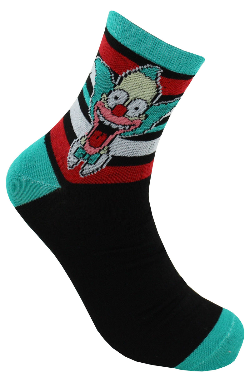 The Simpsons Characters Homer, Bart & Krusty Men's Striped Crew Socks 3 Pair Size 6-12
