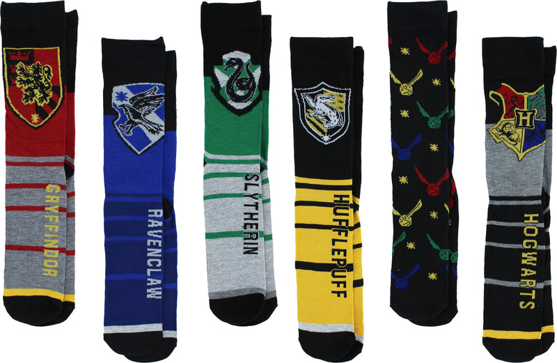 Harry Potter Hogwarts Houses Casual Crew Socks, 6-Pack, Size 6-12