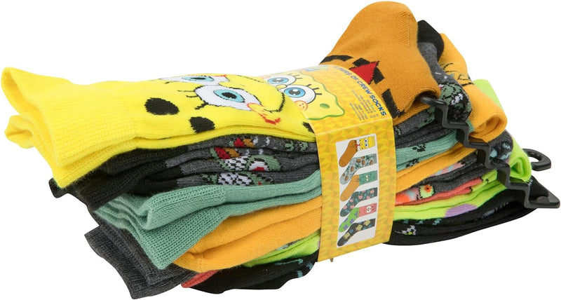 Spongebob Squarepants Casual Crew Socks, 6-Pack, Size 6-12