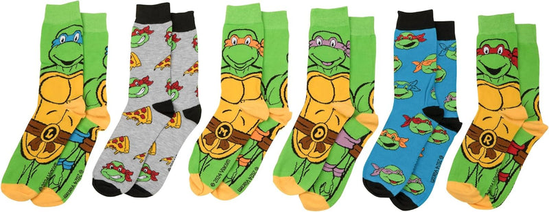 Teenage Mutant Ninja Turtles Casual Crew Socks, 6-Pack, Size 6-12
