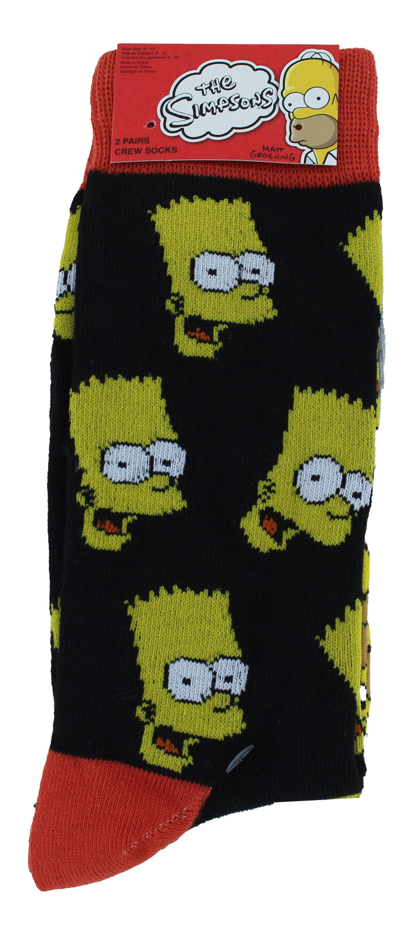 The Simpsons Homer & Bart Casual Crew Socks, 2-Pack, Size 6-12