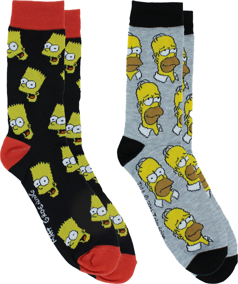 The Simpsons Homer & Bart Casual Crew Socks, 2-Pack, Size 6-12