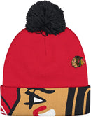 Chicago Blackhawks Fan Jacquard Cuffed Pom Knit Hat, Boys 8-20