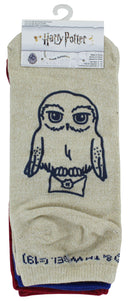 Harry Potter Hedwig Juniors/Womens Ankle Socks 3 Pair Pack Shoe Size 4-10