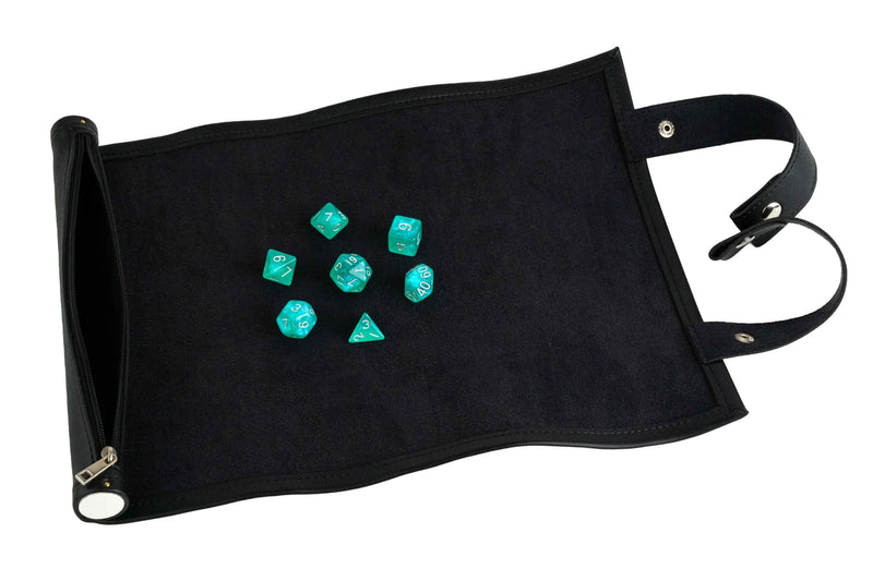 Dice Scroll Rolling Mat and Carrying Case, Black
