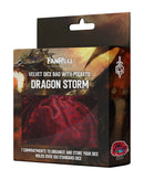 Dragon Storm Velvet Dice Bag with Pockets: Red Dragon Scales
