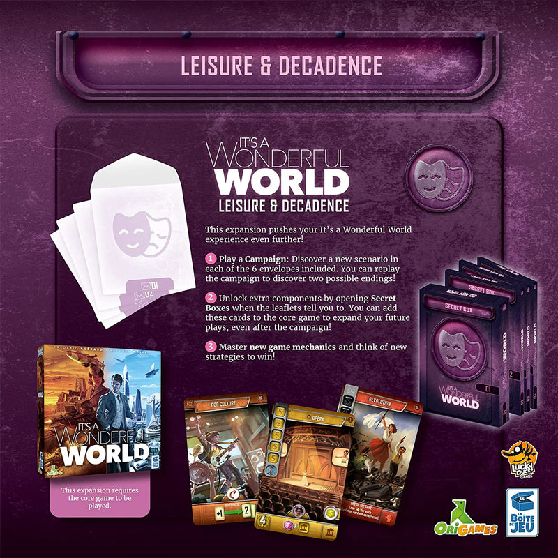 It's A Wonderful World Leisure & Decadence Board Game Expansion