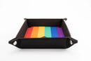 Pride Velvet Dice Tray With Leather Backing: Rainbow Flag