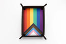 Pride Velvet Dice Tray With Leather Backing: Rainbow Flag