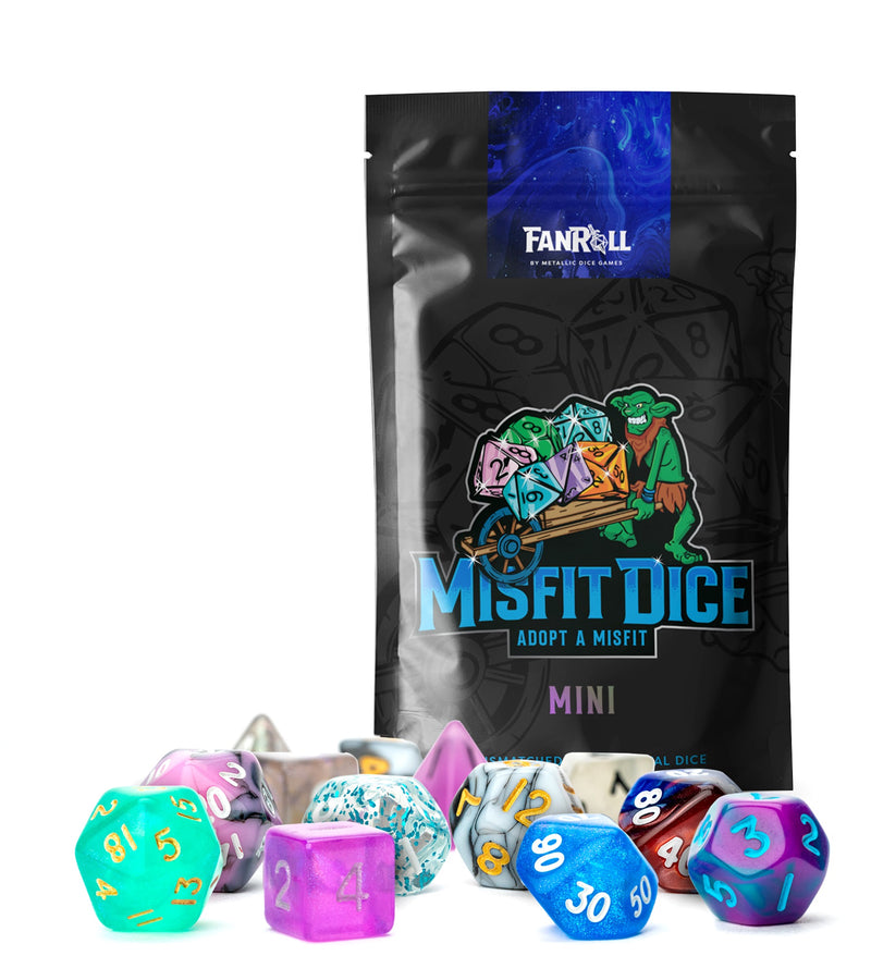 Mystery Misfit Mini Polyhedral Dice (2 pack, 7 dice per Pack)