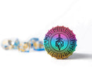Metal d20 Spinner: Torched Rainbow
