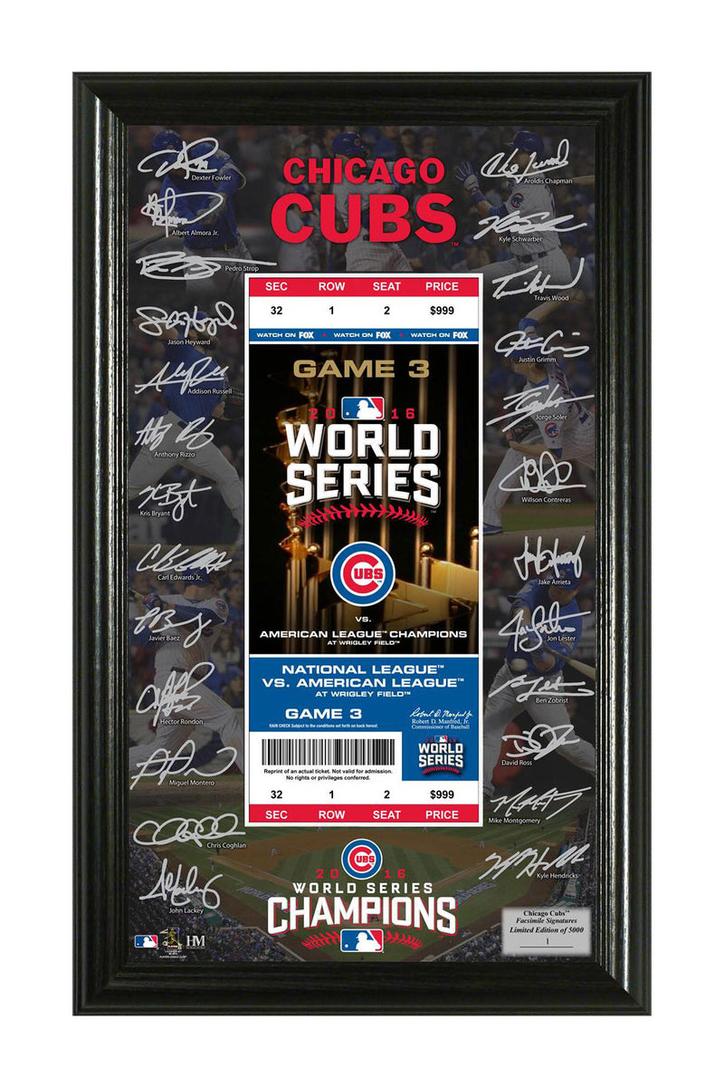 Chicago Cubs 2016 World Series Champions Signature Ticket