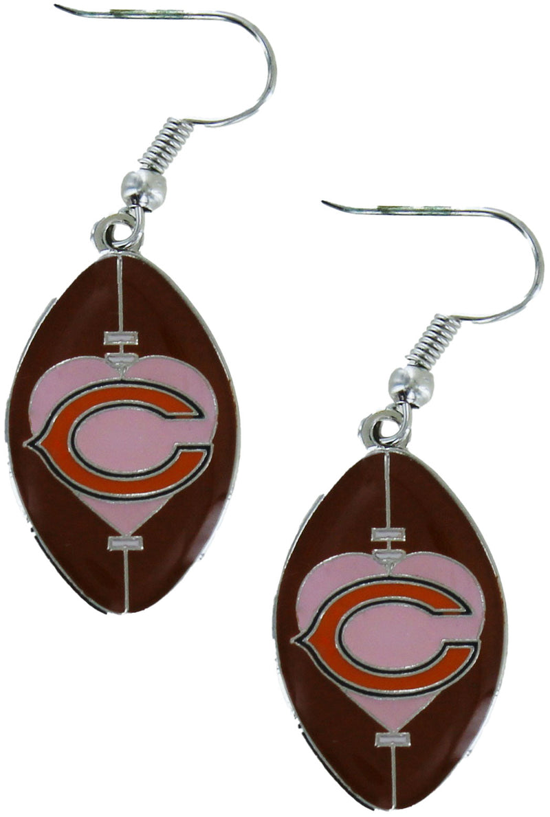 Chicago Bears Heart/Football Dangle Earrings
