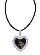 Minnesota Vikings Reversible Crystal Heart Pendant w/ Silk Cord