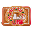 Peanuts Snoopy Gingerbread Wreath Scented Zip Around Wallet