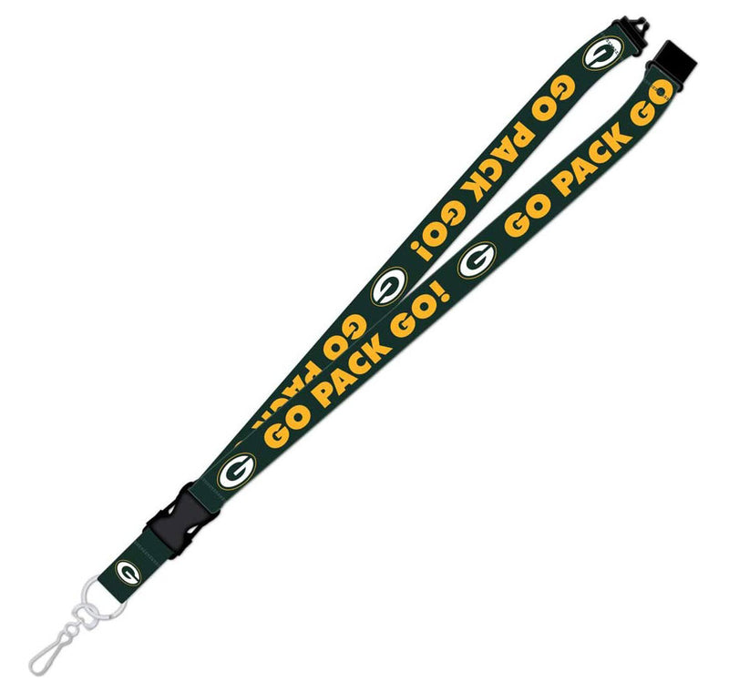 Green Bay Packers Go Pack Go! Green Lanyard with Detachable Safety Clip