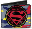 DC Comics Superman The Original Man of Steel Badge Camo Bi-Fold Wallet