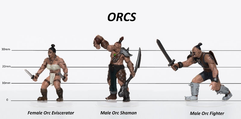 Orcs Group of 3 - Set C - Eviscerator, Shaman, Warrior - 28mm Plastic Minis