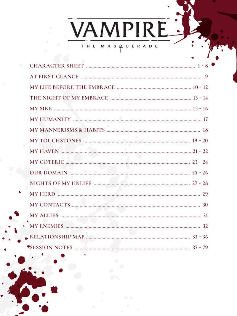 Vampire: The Masquerade (5th Edition) RPG: Character Journal