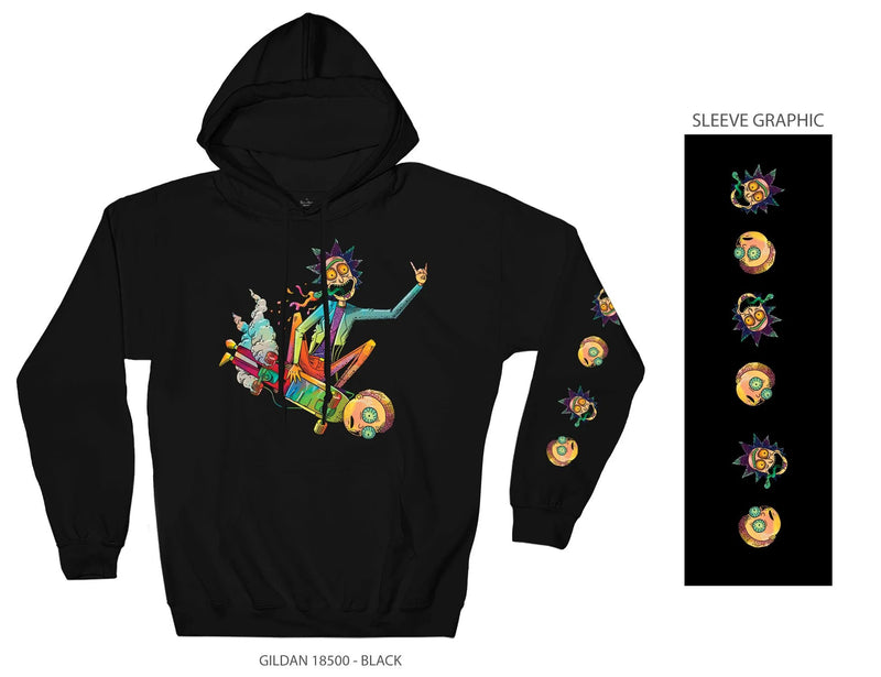 Rick and Morty Psychedelic Rick Skateboarding Morty Pullover Hoodie