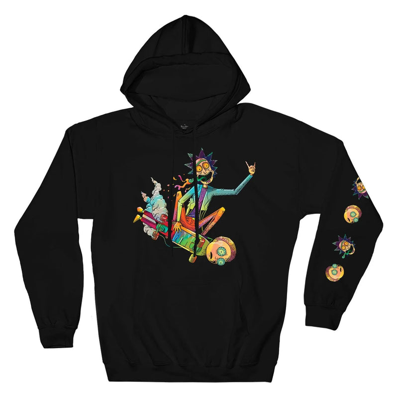 Rick and Morty Psychedelic Rick Skateboarding Morty Pullover Hoodie