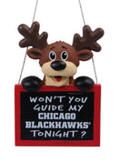 Chicago Blackhawks Reindeer Sign Ornament