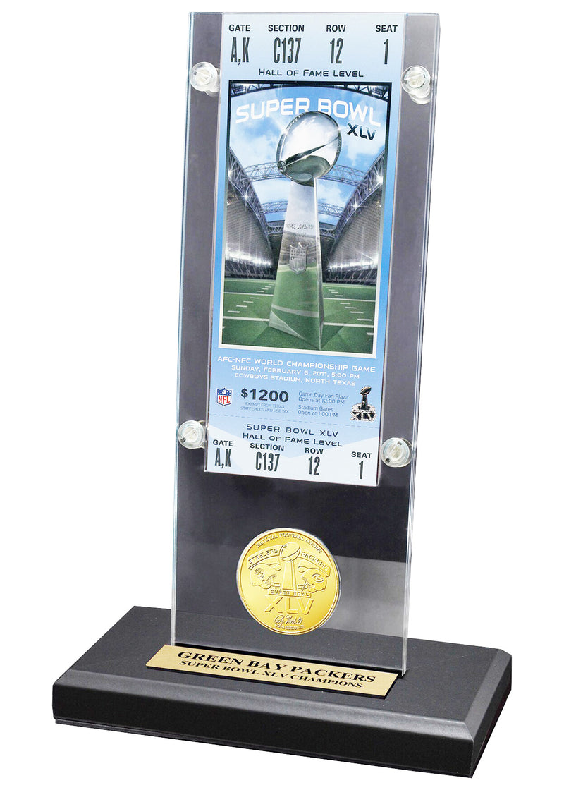 Super Bowl XLV - Ticket and Game Coin Acrylic Display
