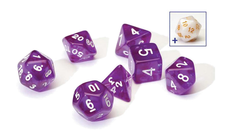 RPG Dice Set (7): Translucent Purple Resin