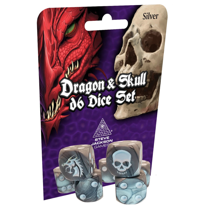 Dragon & Skull d6 Dice Pack (Silver)
