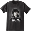 Sherlock Holmes When I Say Run Men's Black T-Shirt, Medium