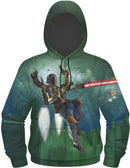 Star Wars Boba Fett Flying Men's Sublimated Zip Hoodie