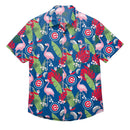 Chicago Cubs Floral Hawaiian Flamingo Button Up Shirt