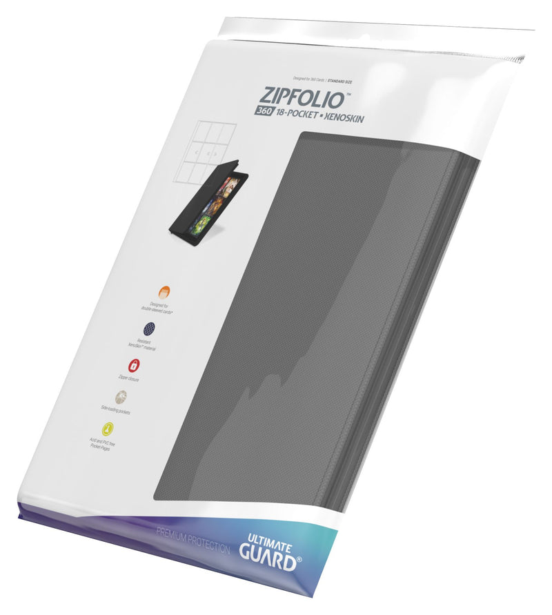 Ultimate Guard Zipfolio 360 - 18-Pocket XenoSkin Portfolio, Grey