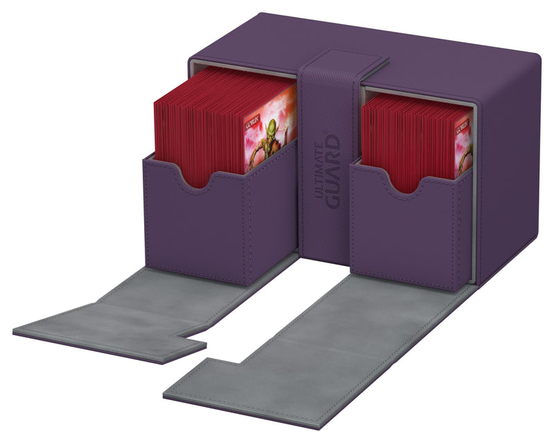 Ultimate Guard Twin Flip 'n' Tray 160+ XenoSkin Deck Case, Purple/Grey