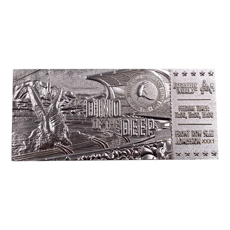 Jurassic World Limited Edition .999 Silver Plated Mosasaurus Attraction Ticket