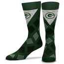 Green Bay Packers Dashed Diamond Crew Socks, One Size
