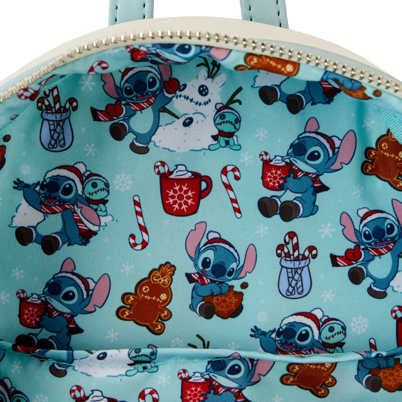 Disney Stitch Holiday Snow Angel Glitter Mini Backpack