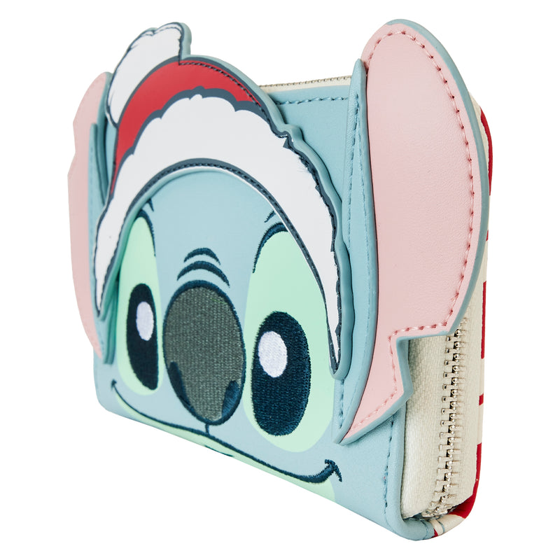 Disney Stitch Holiday Glitter Zip Around Wallet